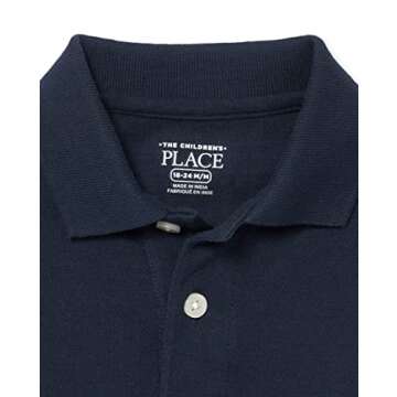 The Children's Place Baby Boys and Toddler Boys Short Sleeve Pique Polo, Nautico, 9-12 MONTHS