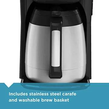 BLACK+DECKER 12-Cup Thermal Coffeemaker, Black/Silver, CM2035B (Renewed)