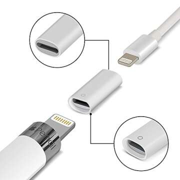 Jiunai 2 Pack Adapter Compatible with Apple Pencil Adapter Female to Female Charging Adapters Lightning Cable Adapter for iPad Pro Apple Pencil