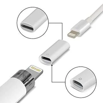 Jiunai Apple Pencil Lightning Cable Charging Adapter