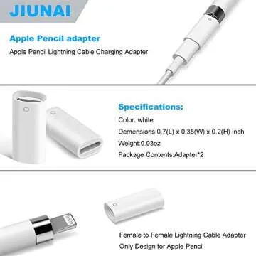 Jiunai Apple Pencil Lightning Cable Charging Adapter