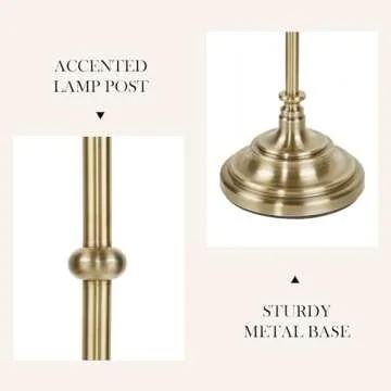 Hampton Hill Classic Floor Lamp for Bedroom, Traditional Standing Lamp for Living Room, Off-White Empire Shade, Polarized Plug, Clear Cable, Tall Iron Frame, Office Room Lamp-Antique Brass Aelorian