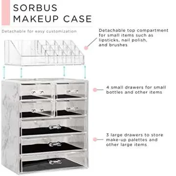 Elegant Sorbus Clear Makeup Organizer for Beauty Storage