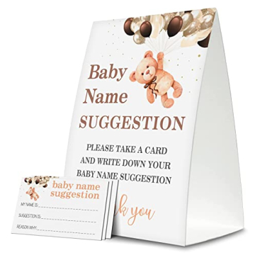 Baby Name Suggestion For Baby Shower Games, Little Bear Balloon Themed Name Suggestion Game Card, Pa...