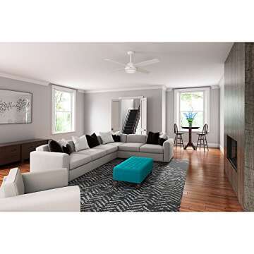 Hunter Fan Company 59442 Dempsey Indoor Ceiling Fan with LED Light and Remote Control, 60", White