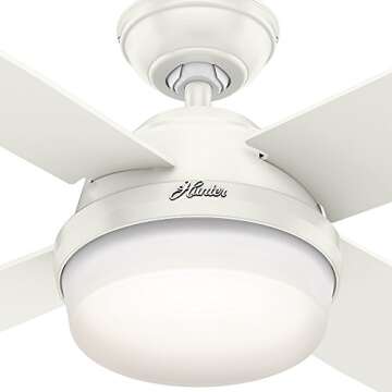 Hunter Fan Company 59442 Dempsey Indoor Ceiling Fan with LED Light and Remote Control, 60", White