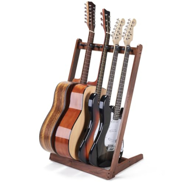 Musbeat Guitar Stand for Multiple Guitars, Hardwood Multi Guitar Stand (3 Acoustic Guitar, 5 Electri...