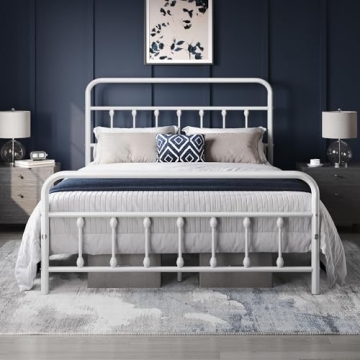 Yaheetech Classic Metal Platform Bed Frame in Victorian Style