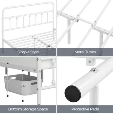 Vintage Style Yaheetech Metal Platform Bed Frame