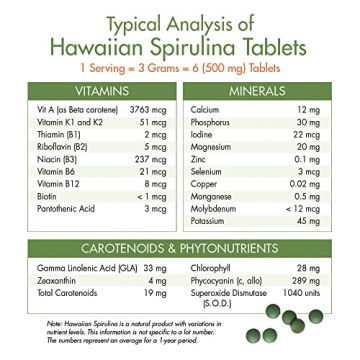 Nutrex Hawaii Spirulina 500 mg Vegan Superfood For Energy