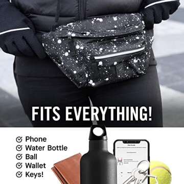 Canada Pooch Everything Dog Walking Fanny Pack - Dog Fanny Pack with Dog Poop Bag Dispenser & Dog Treat Pouch, Great as Dog Training Fanny Pack, Adjustable up to 54” - Splatter