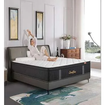Soulfea Queen Mattress,12 Inch Queen Size Mattresses Memory Foam Hybrid Black Mattress in a Box,with...
