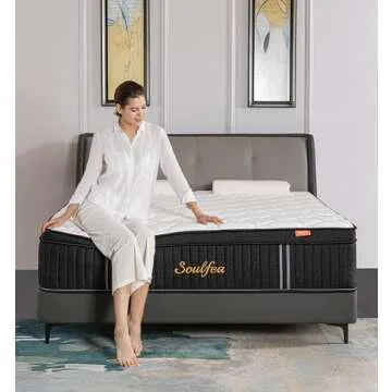 Soulfea Queen Mattress,12 Inch Queen Size Mattresses Memory Foam Hybrid Black Mattress in a Box,with Provide Support and Improve Sleep Mattresses,Medium Firm,CertiPUR-US.