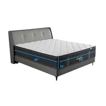 Soulfea Queen Mattress,12 Inch Queen Size Mattresses Memory Foam Hybrid Black Mattress in a Box,with Provide Support and Improve Sleep Mattresses,Medium Firm,CertiPUR-US.