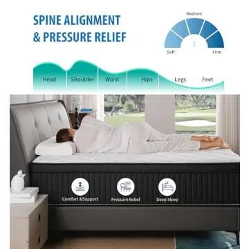 Soulfea Queen Mattress,12 Inch Queen Size Mattresses Memory Foam Hybrid Black Mattress in a Box,with Provide Support and Improve Sleep Mattresses,Medium Firm,CertiPUR-US.