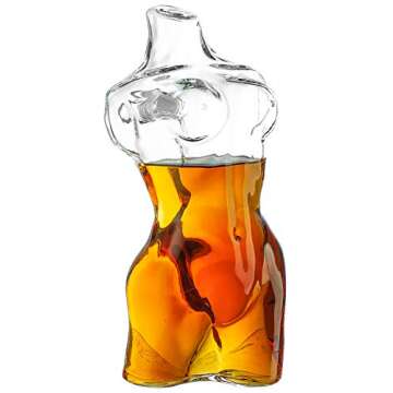 The Wine Savant Lady Body Sculpture Whiskey & Wine Decanter Elegant Glass Female Bust Perfect for Home Decoration 750ml
