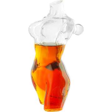 The Wine Savant Lady Body Sculpture Whiskey & Wine Decanter Elegant Glass Female Bust Perfect for Home Decoration 750ml