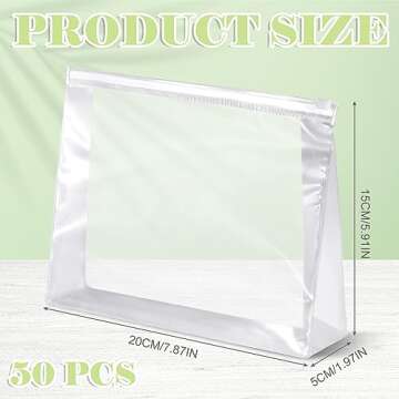 Xuniea 50 Pieces Mini Clear Makeup Bag Small Clear Zipper Pouch Travel Bag for Toiletries Plastic Co...