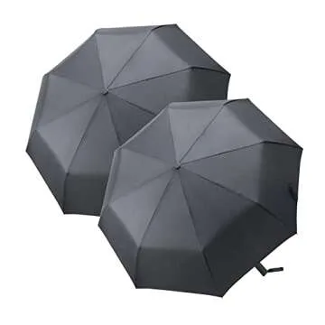 PFFY 2 Packs Travel Umbrella Windproof Auto Open & Close 8 RIBS Collapsible Folding Small Compact Ba...