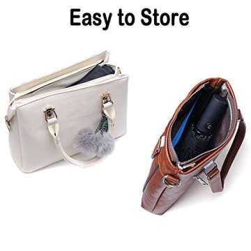 PFFY 2 Packs Travel Umbrella Windproof Auto Open & Close 8 RIBS Collapsible Folding Small Compact Backpack Car travel Essentials Purse Umbrellas for Rain Black