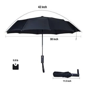 PFFY 2 Packs Travel Umbrella Windproof Auto Open & Close 8 RIBS Collapsible Folding Small Compact Backpack Car travel Essentials Purse Umbrellas for Rain Black