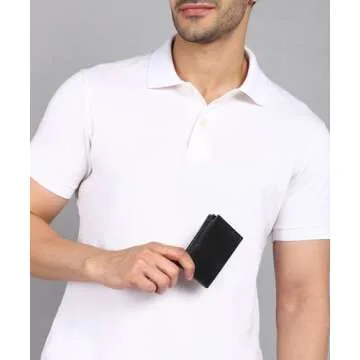 Leatherboss Genuine Leather Business Card Holder Wallet | Expandable Pocket, Credit Card & ID Slots | Stylish & Compact | Black