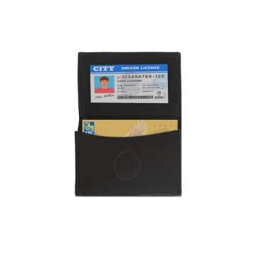 Leatherboss Genuine Leather Business Card Holder Wallet | Expandable Pocket, Credit Card & ID Slots | Stylish & Compact | Black