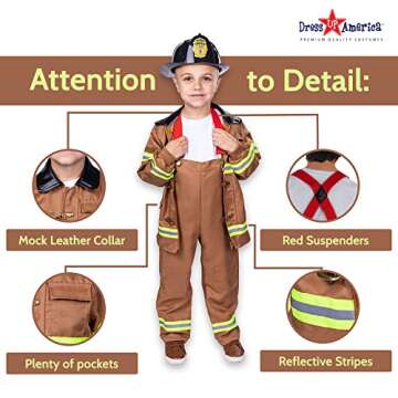 Dress Up America Fireman Costume for Kids - Role Play Firefighter Costume
