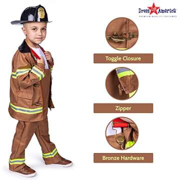Dress Up America Fireman Costume for Kids - Role Play Firefighter Costume