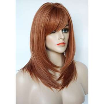 Women’s Copper Red Shoulder Length Wig for Style