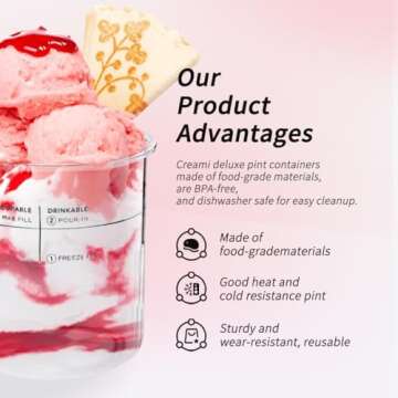 Fwioaor Premium 24 oz. Pint Containers for Ninja Creami Deluxe - 4 Pack | NC500, NC501 Series Compat...