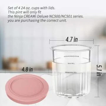 Fwioaor 24 oz. Pint Containers for Ninja Creami - 4 Pack