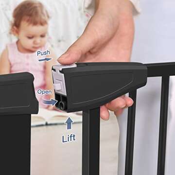 Baby Gates for Doorways, RONBEI 29.93"-51.5" Walk Through Baby Gate Extra Wide Baby Gates for Stairs, Pet Dog Gates Auto Close Safety Child Doorway Gates for Kids or Pets