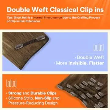 Full Shine Ombre Clip in Hair Extensions Brown Balayage Human Hair Medium Brown Balayage Honey Blond...