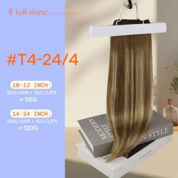 Full Shine Ombre Clip in Hair Extensions Brown Balayage Human Hair Medium Brown Balayage Honey Blonde Real Hair Clip in Extensions Real Hair Extensions for Women 7 Pcs 20 Inch