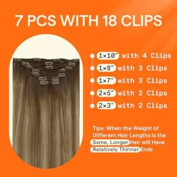 Full Shine Ombre Clip in Hair Extensions Brown Balayage Human Hair Medium Brown Balayage Honey Blonde Real Hair Clip in Extensions Real Hair Extensions for Women 7 Pcs 20 Inch
