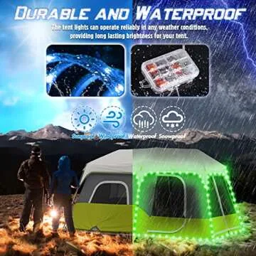 Camping Tent String Lights (40FT), 17 Colors 7 Flashing Modes LED Rope Lights Battery Operated with Remote Control, Waterproof Camping Tent Light Outdoor for Night Camping, RV (Tent Not Include)