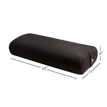 Hugger Mugger Standard Yoga Bolster (Black) | Rectangular Restorative Pillow | Very Firm | Handmade in The USA