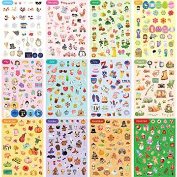 12 Sheets Holiday Seasonal Stickers Daily Planners Monthly Celebrations Planner Stickers for Calenda...