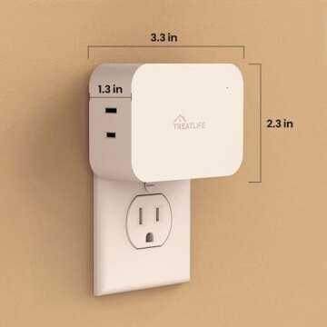 Alexa Smart Dimmer Plug, Treatlife Plug-in Lamp Dimmer Switch for Dimmable LED, CFL, Halogen and Incandescent Bulbs, Lamps, String Lights, Max Power 300W, Dual Outlets, 2.4GHz WiFi Only