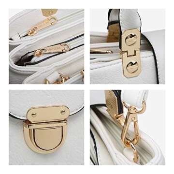 Dasein Women Satchel Handbags Top Handle Purse Medium Tote Bag Vegan Leather Shoulder Bag White