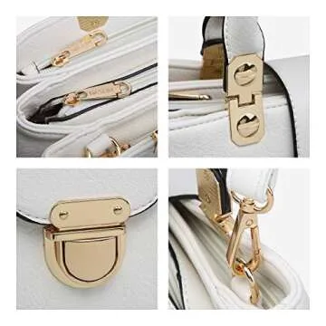 Dasein Women Satchel Handbags Top Handle Purse Medium Tote Bag Vegan Leather Shoulder Bag White