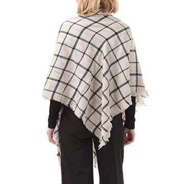 Women's Classic Beige Plaid Scarf for Fall Winter