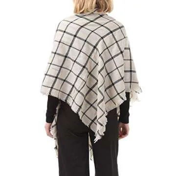 Women's Classic Beige Plaid Scarf for Fall Winter