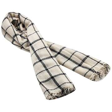 Women's Classic Beige Plaid Scarf for Fall Winter