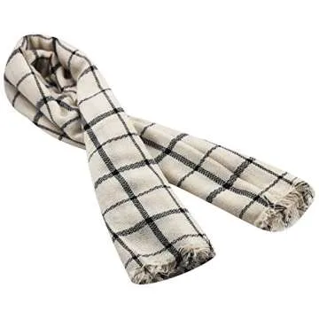 Women's Classic Beige Plaid Scarf for Fall Winter