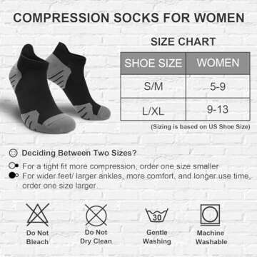 PAPLUS 6 Pairs Ankle Compression Socks for Women - Targeted Support & Comfort