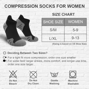 PAPLUS 6 Pairs Ankle Compression Socks for Women - Targeted Support & Comfort