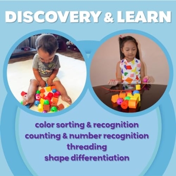 Skoolzy Rainbow Stringing Beads - 46 Pcs for Toddlers