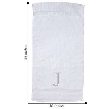 Decorvo Monogrammed Hand Towels for Bathroom - Luxury Hotel Quality Personalized Initial Decorative Embroidered Bath Towel for Powder Room, Spa - GOTS Organic Certified - Set of 2 Letter J